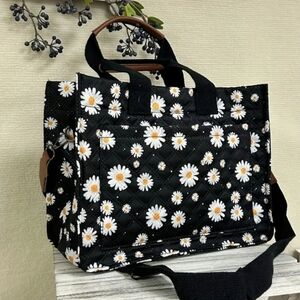 Floral Black Tote Bag